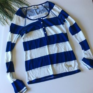 Victoria’s Secret pink stripe Henley foil dog